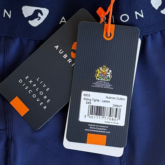 NWT Shires Aubrion Dutton Ladies Navy Riding Tights Equestrian Size XXS US 2 - Picture 7 of 13